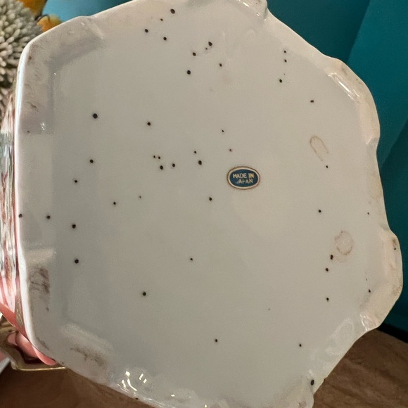 Vintage Japanese Stoneware Hexagon Teapot Brass Handle Chinoiserie People Trees - Picture 8 of 10